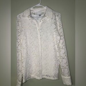 Christopher & Banks Cream Lace Blouse